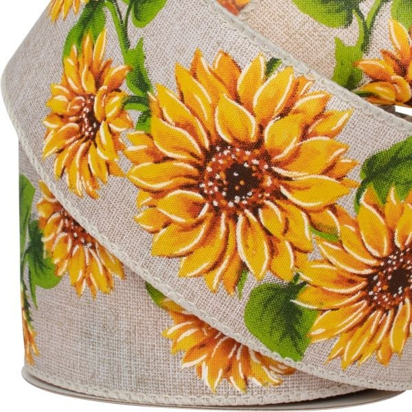 Sunflower Wired Hessian Ribbon 63mm