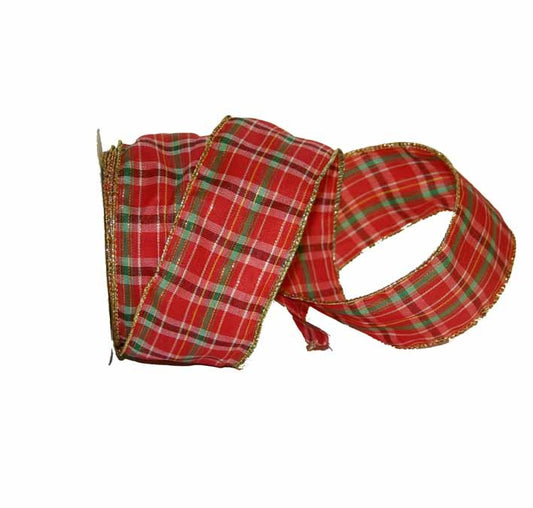 Wired Tartan Ribbon (50mm   10 yards)