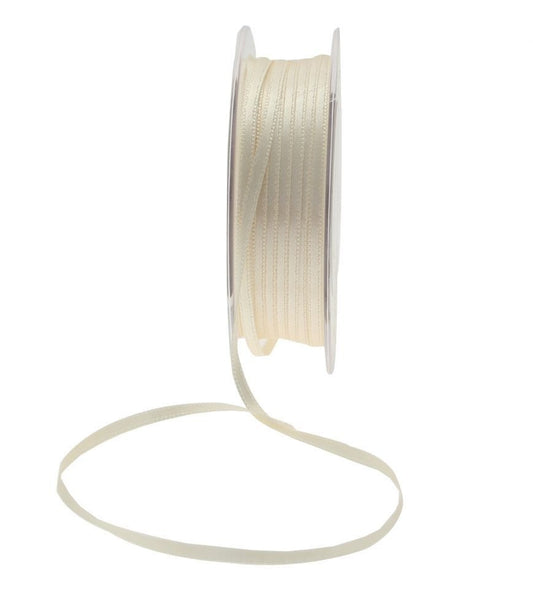 3mm x 50m Cream Satin Ribbon