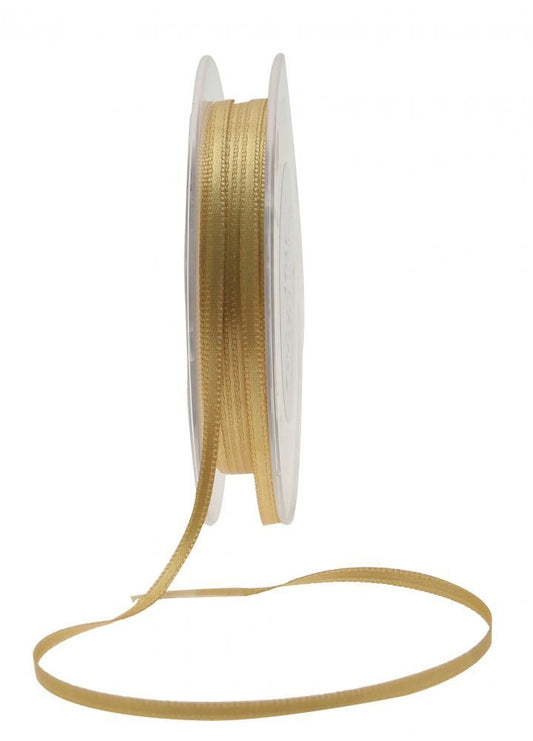 3mm x 50m Gold Satin Ribbon