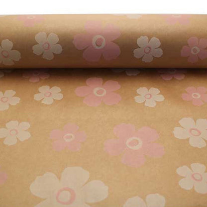 Pink   White Fleur Kraft Paper