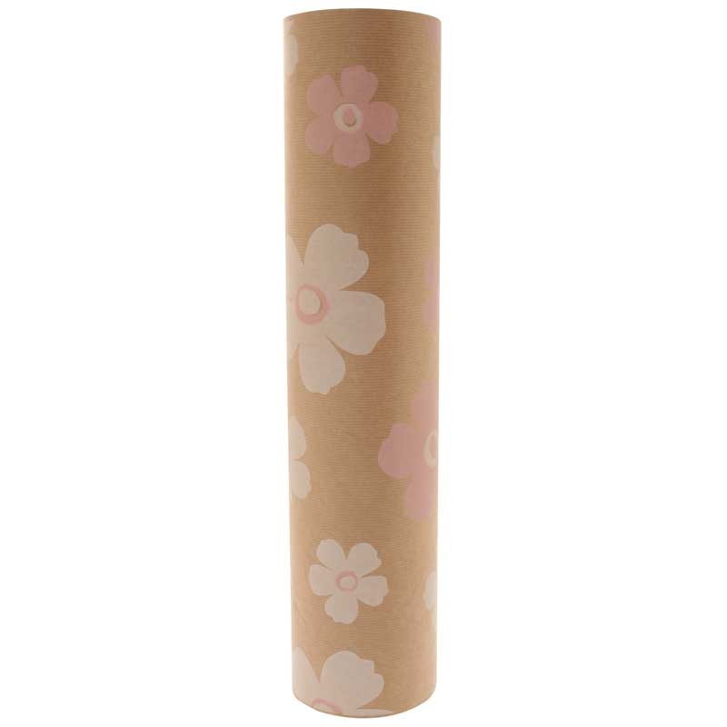 Pink   White Fleur Kraft Paper