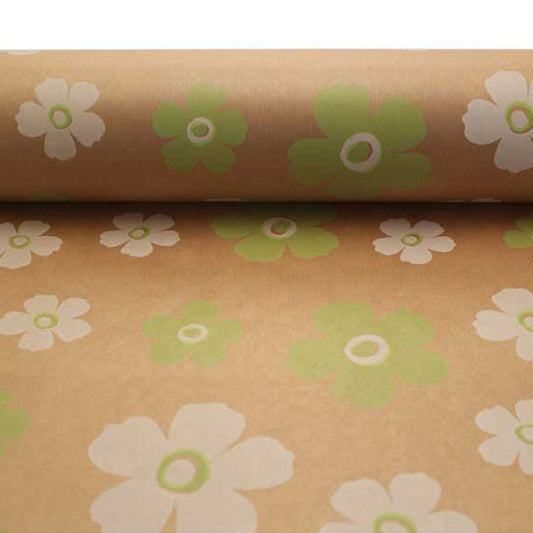 Green   White Fleur Kraft Paper