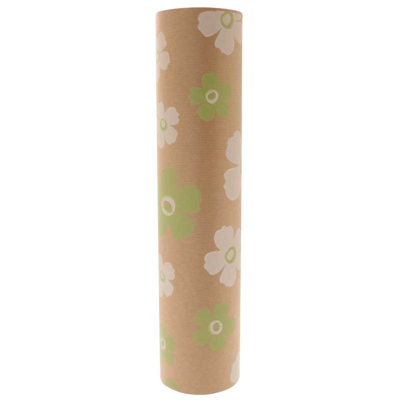 Green   White Fleur Kraft Paper