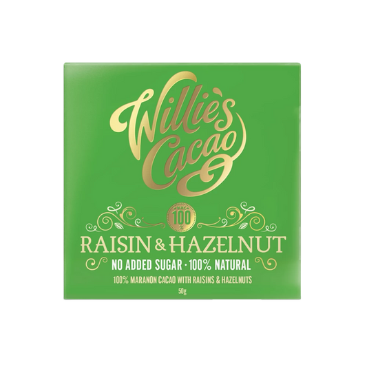 Willie's Cacao No Added Sugar Raisin & Hazelnut Chocolate (50g)