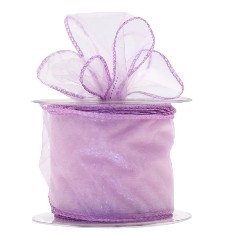 Lilac Wired Chiffon Ribbon (70mm)