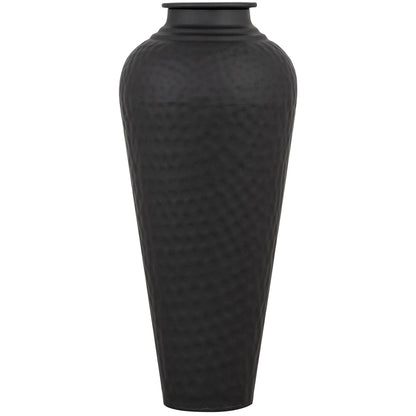 Matt Black Hammered Vase With Lid