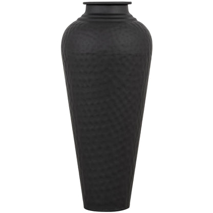 Matt Black Hammered Vase With Lid