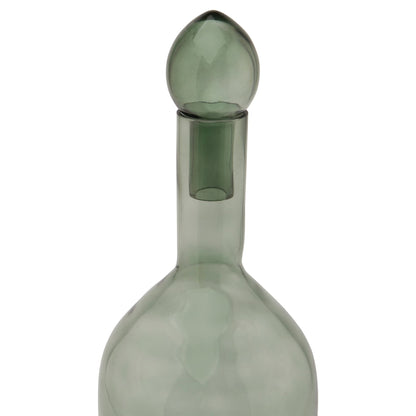 Smoked Sage Glass  Tall Bottle With Stopper