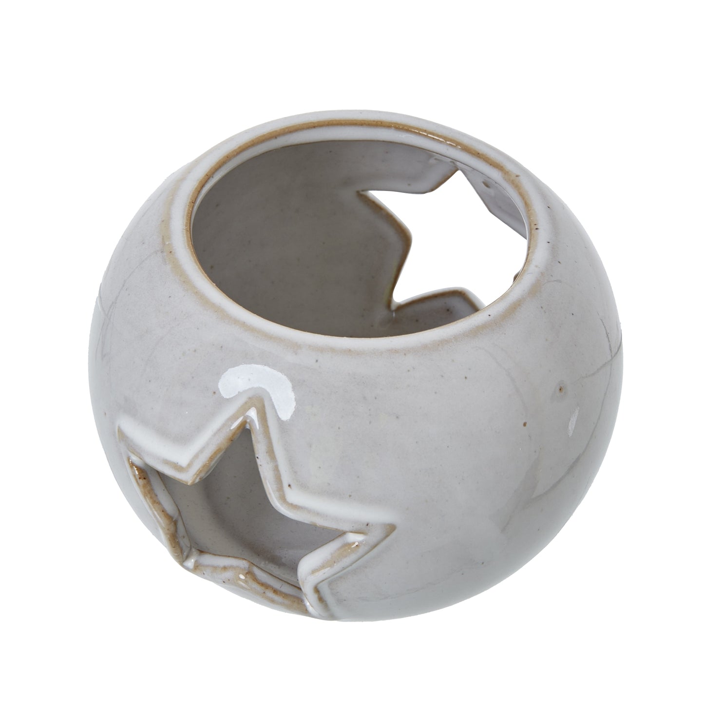 White Ceramic Star Cut-Out Round Tealight Holder