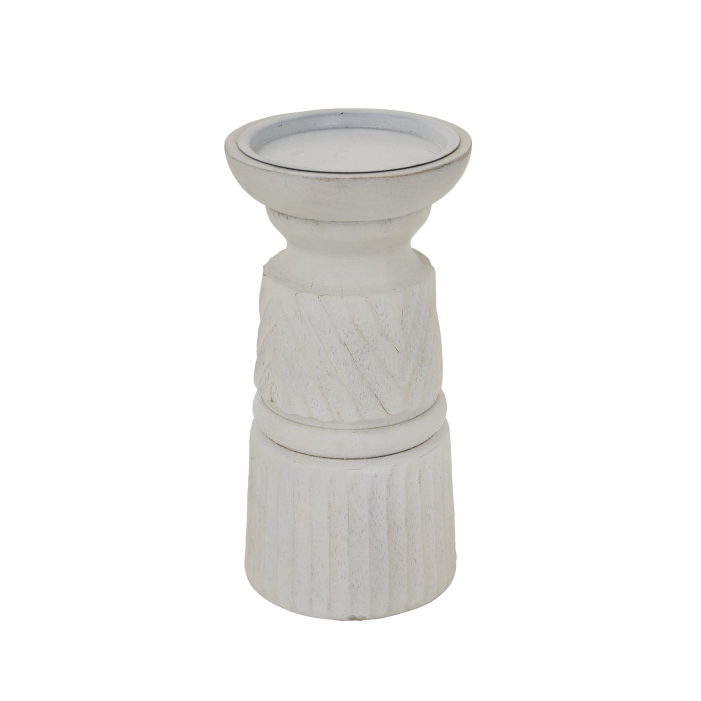 White Carved Candle Holder