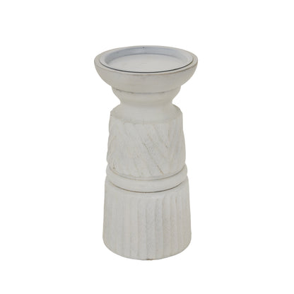 White Carved Candle Holder