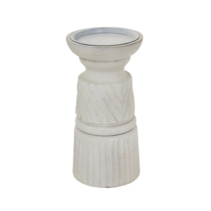 White Carved Candle Holder