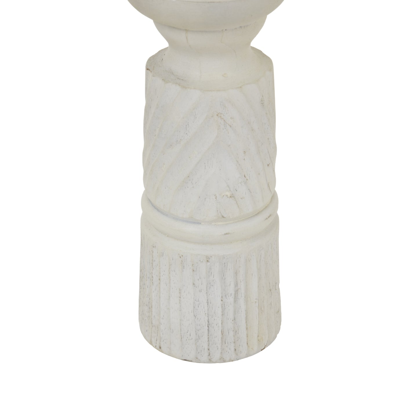 Medium White Carved Candle Holder