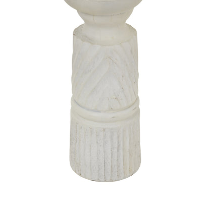 Medium White Carved Candle Holder