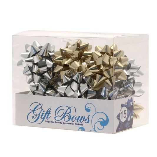 Metallic Silver   Gold Galaxy Bows (x15)