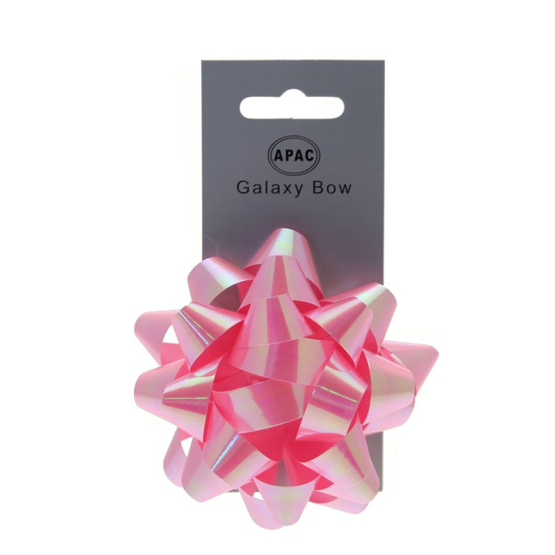 Iridescent Pink Sticky Bow 75mm