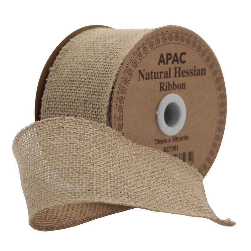 Natural Hessian Ribbon (70mm X 10yds)