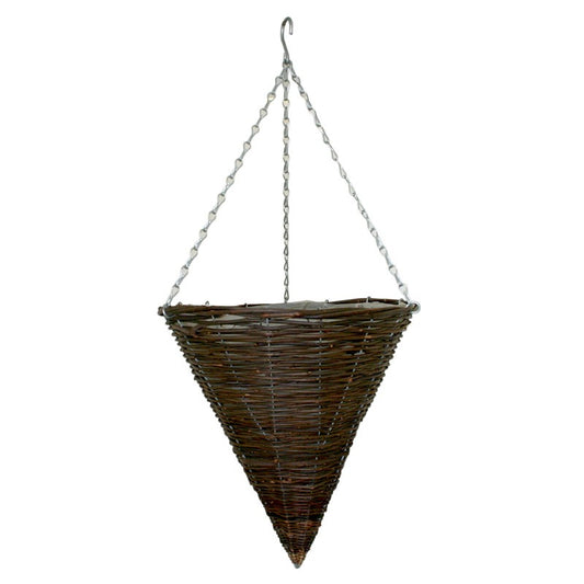 Brown Rattan Cone Hanging Basket