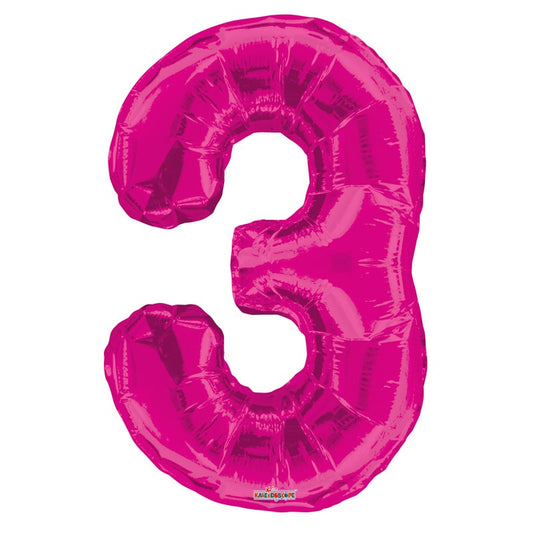 Hot Pink Foil Balloon - Age 3