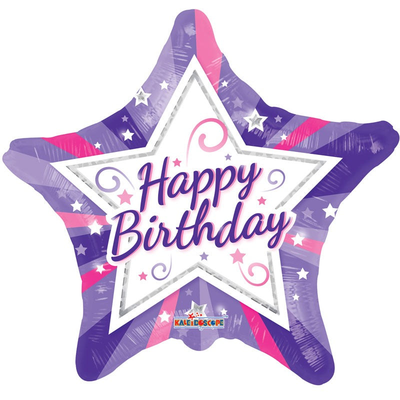 Happy Birthday Star Foil Balloon (purple)