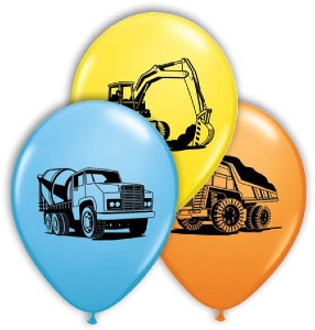 Construction Trucks Latex Balloons 25pk