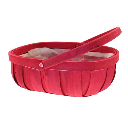 Red Softwood Trug   Folding Handle 24.5cm