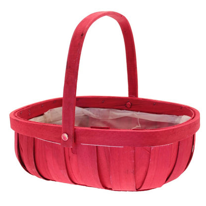 Red Softwood Trug   Folding Handle 24.5cm