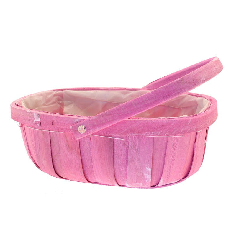 Pink Softwood Trug & Folding Handle 28cm