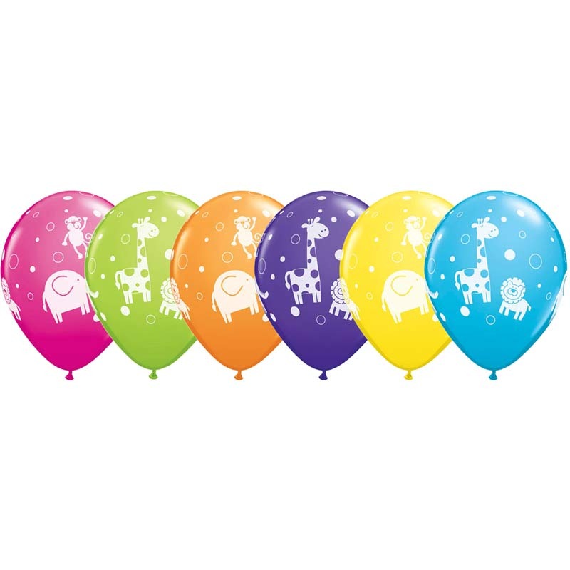 Jungle Animals Party Balloons 6pk