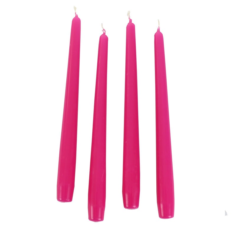 12 x Fuchsia Taper Candles