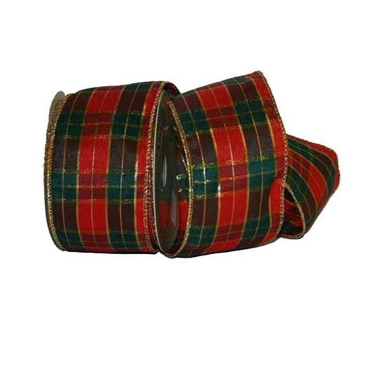 Wired Tartan Ribbon - 63mm x 10yards