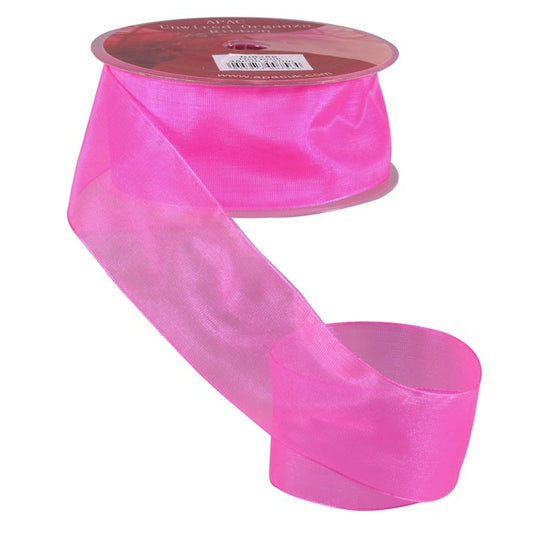 Shocking Pink Woven Edge Organza 38mm