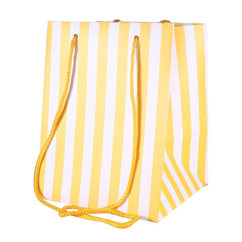 Yellow Candy Stripe Hand Tied Bag