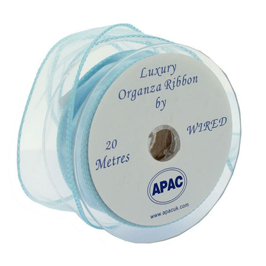 30mm x 20m Baby Blue Wired Chiffon Ribbon