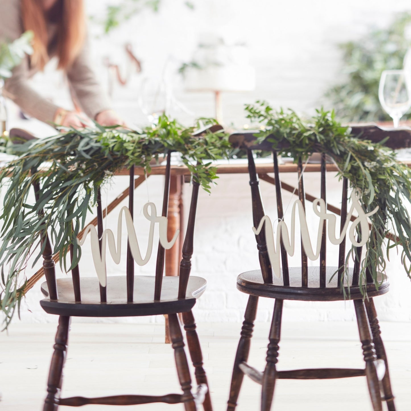 Wooden Mr &  Mrs Chair Signs