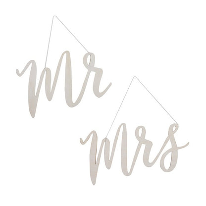 Wooden Mr &  Mrs Chair Signs