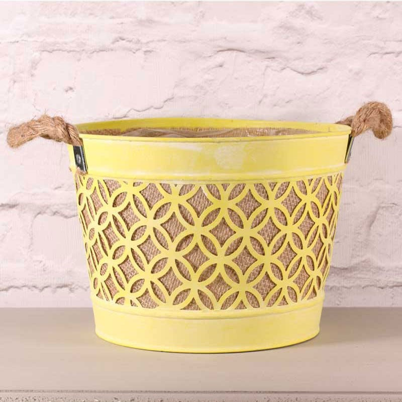 Yellow Planter with Rope Handle