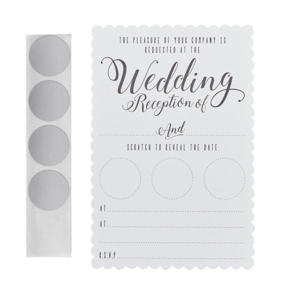 White Scratch The Date Wedding Evening Invitations - Scratch   Reveal