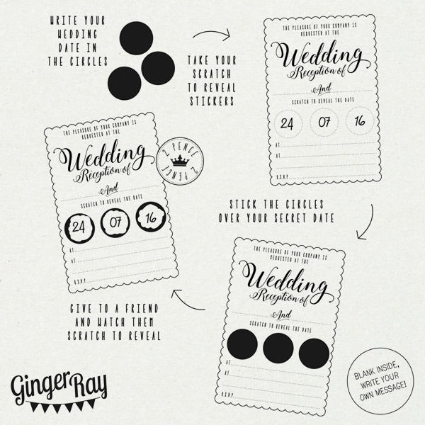 White Scratch The Date Wedding Evening Invitations - Scratch   Reveal