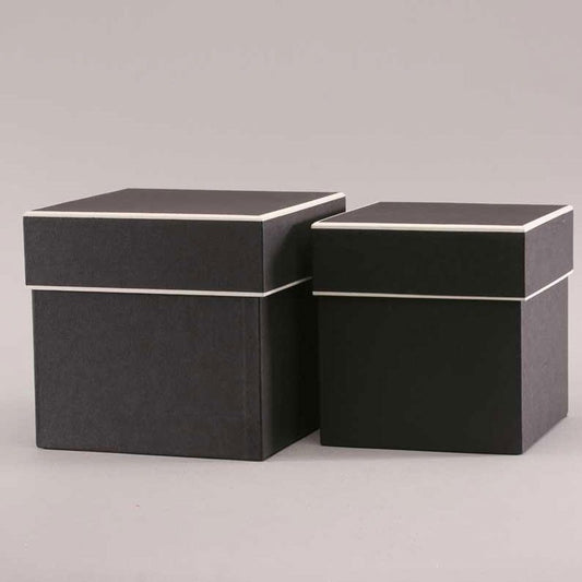 Black Square Hat Boxes Set of 2