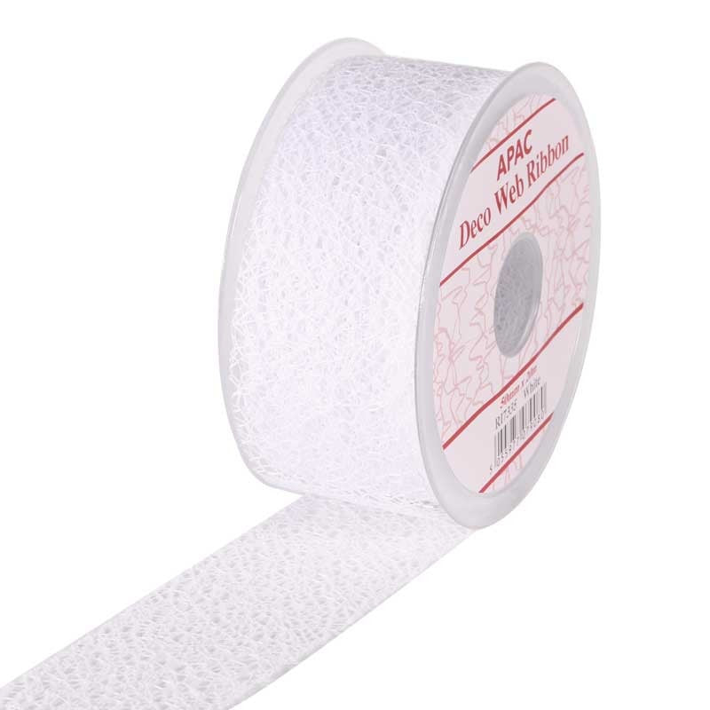 White Deco Web Ribbon (50mm x 20m)