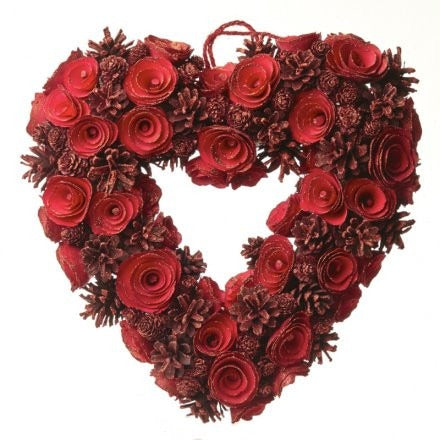 Red Open Heart Wreath