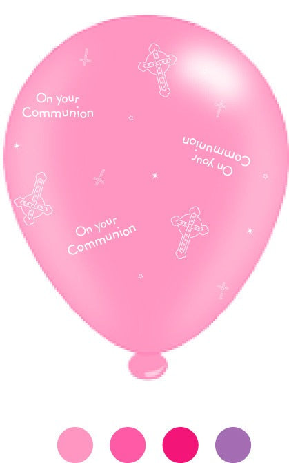 1st Communion Pink Balloons (8 Pack)