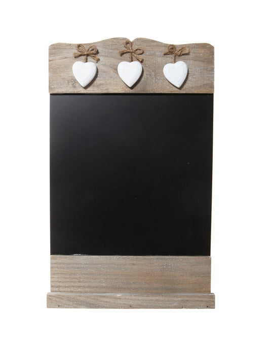 Black Chalkboard W Wooden Hearts