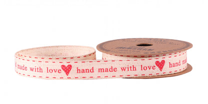 Handmade with Love' Red Linen Ribbon 15mm