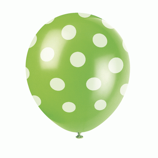 Lime Green Polka Dot Printed 12inch  Balloons