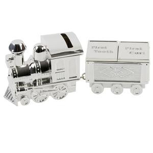 Silverplated Train Money Box with Carriage for First Tooth/Curl