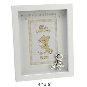 Button Corner Photo Frame &  Icon My Christening 4 inch x 6 inch