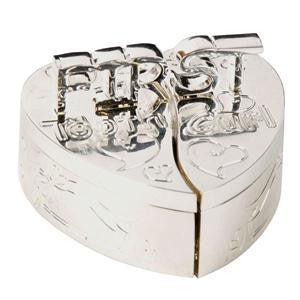 Sliverplated Heart Shape First Tooth & Curl Keepsake Box (Splits into 2)